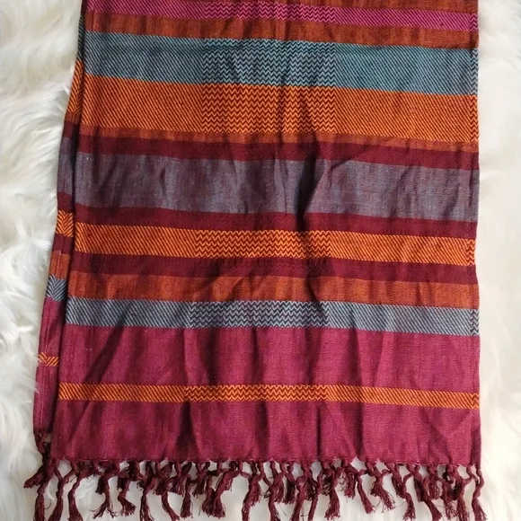 Scarf multi color 100% cotton. 68"x32" - Picture 2 of 3